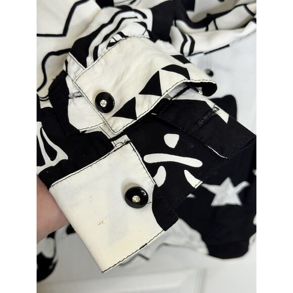 Saint Germain White Black Gambling Card Printed Bedazzled Blouse Short Set Small - Picture 5 of 15